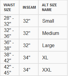Tykable Jeans Sizing