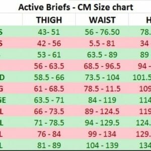 Active Brief Size Chart