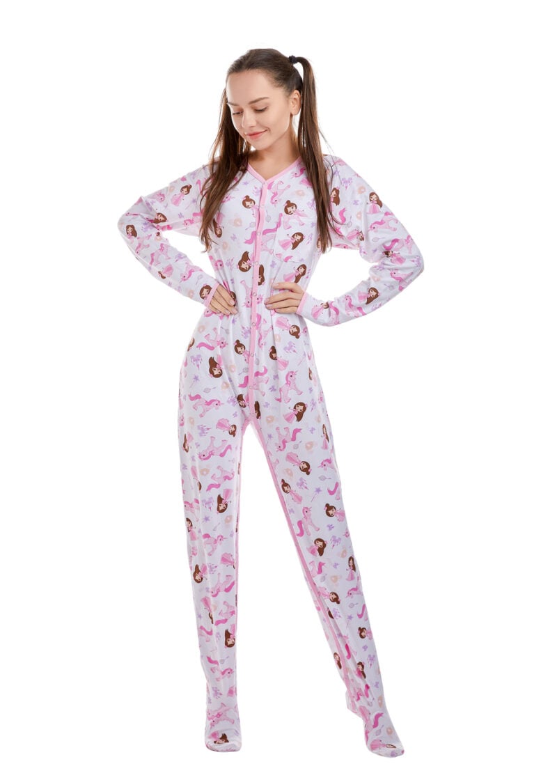 Pink Adult Footed Jammies