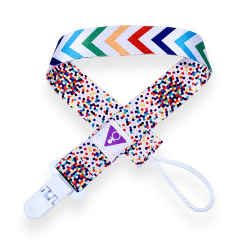 Adult Pacifier Clip Rainbow Confetti