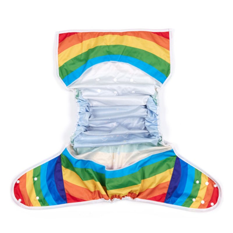 Rainbow Star Adult Diaper Wrap flat inside