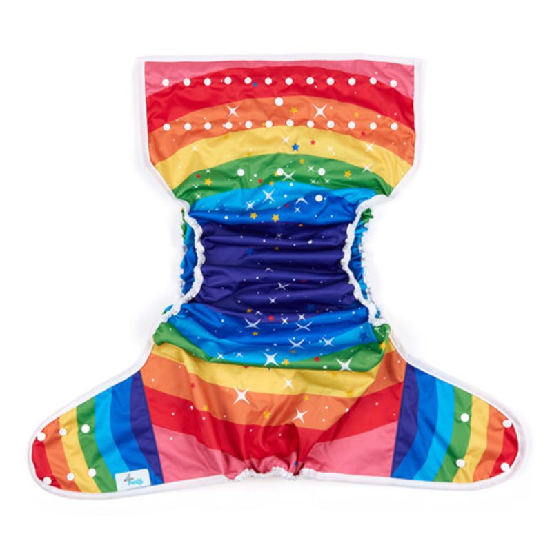 Rainbow Star Adult Diaper Wrap flat outside